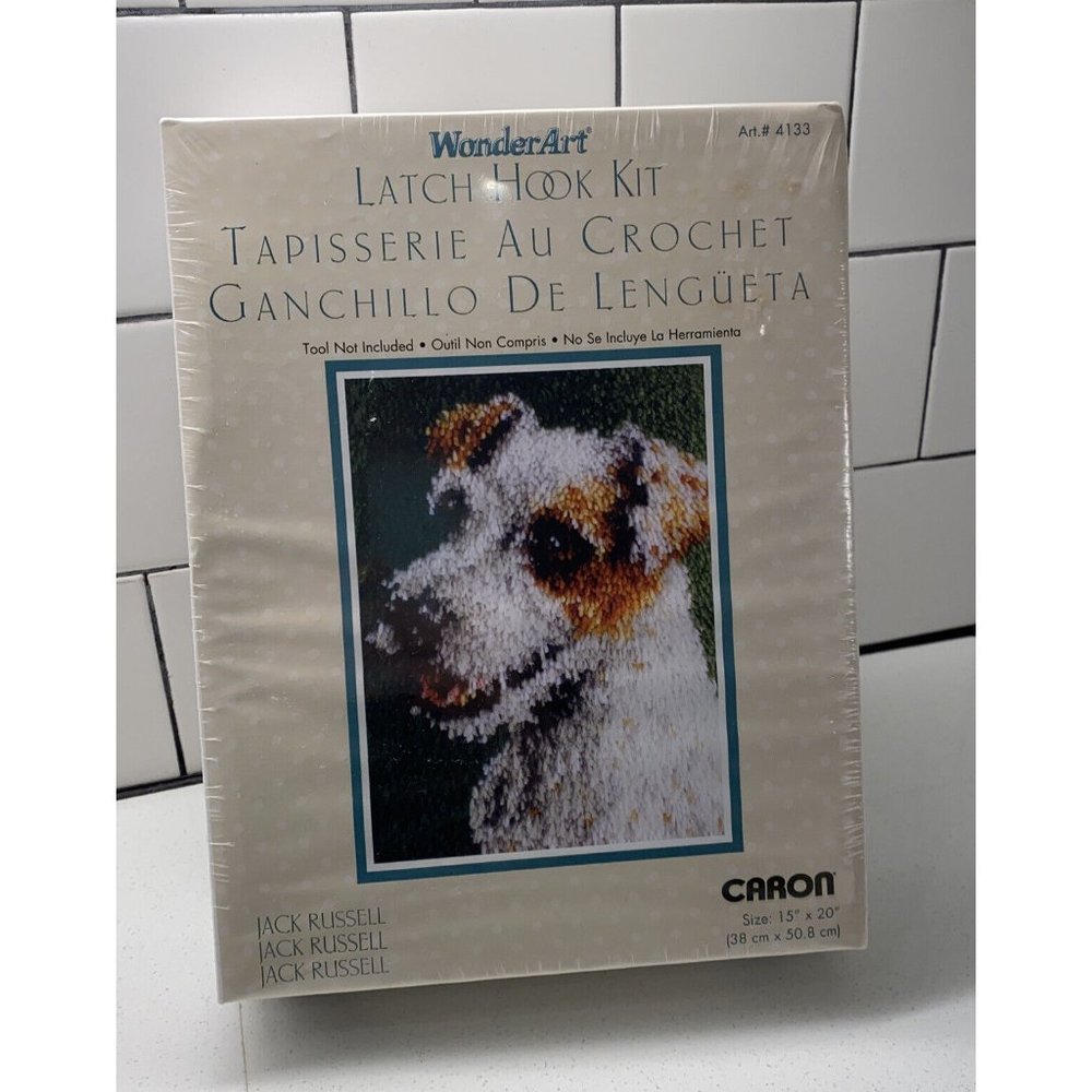 WonderArt Jack Russell Sealed Latch Hook Kit 15x20 Caron Rug Wall Hanging Dog